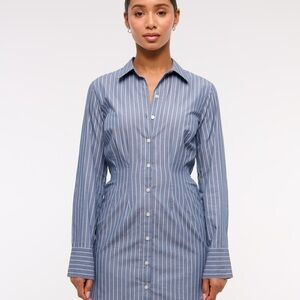 Abercrombie & Fitch Fitted Long-Sleeve Mini Shirt Dress